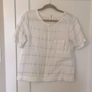 Lou and Grey white linen top with silver stripes